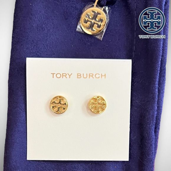 New Tory Burch Miller 18k Gold-Plated Stud Earrings in Gold $78 - Picture 11 of 14
